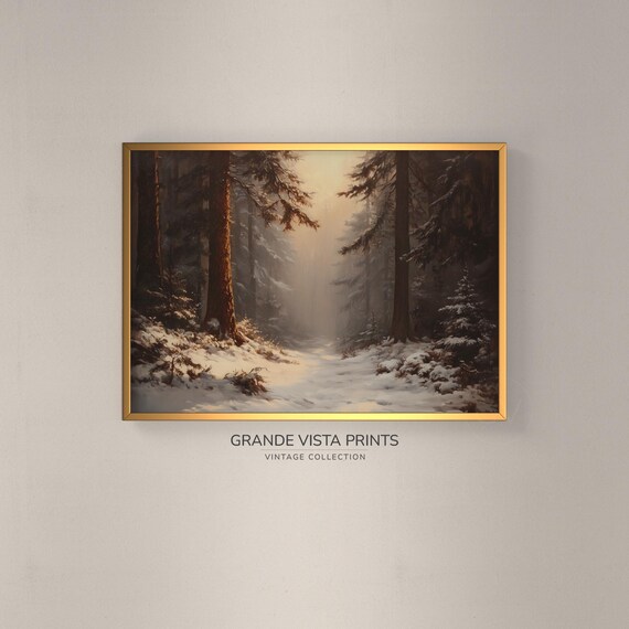 Winter Forest Artwork Wintertime Forest Wall Art Forest Landscape Wall Art Gv4867
