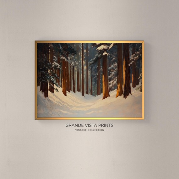 Winter Forest Painting Wall Art Wintertime Forest Wall Decor Forest Landscape Wall Art Gv4869