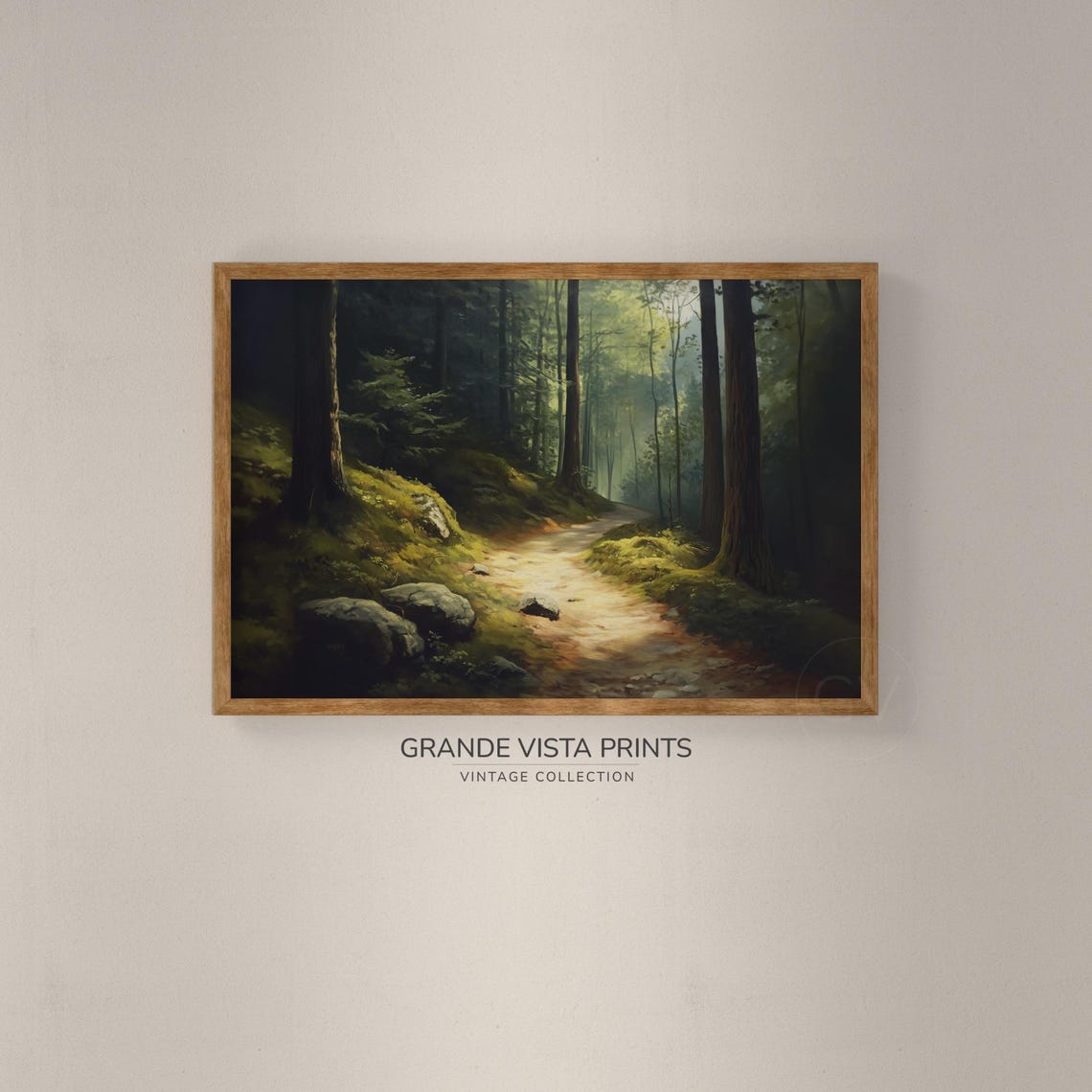 Pine Forest Trail Sunlit Path Mossy Ground Woodland Walk Travel Poster - Image 2