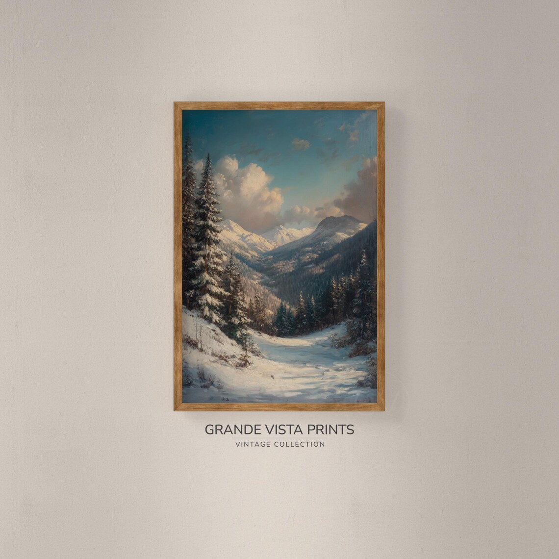 Snowy Winter Mountain Valley Artwork Winter Mountain Landscape Wall Art Winter Mountain Forest Artwork Gv4768 - Image 2