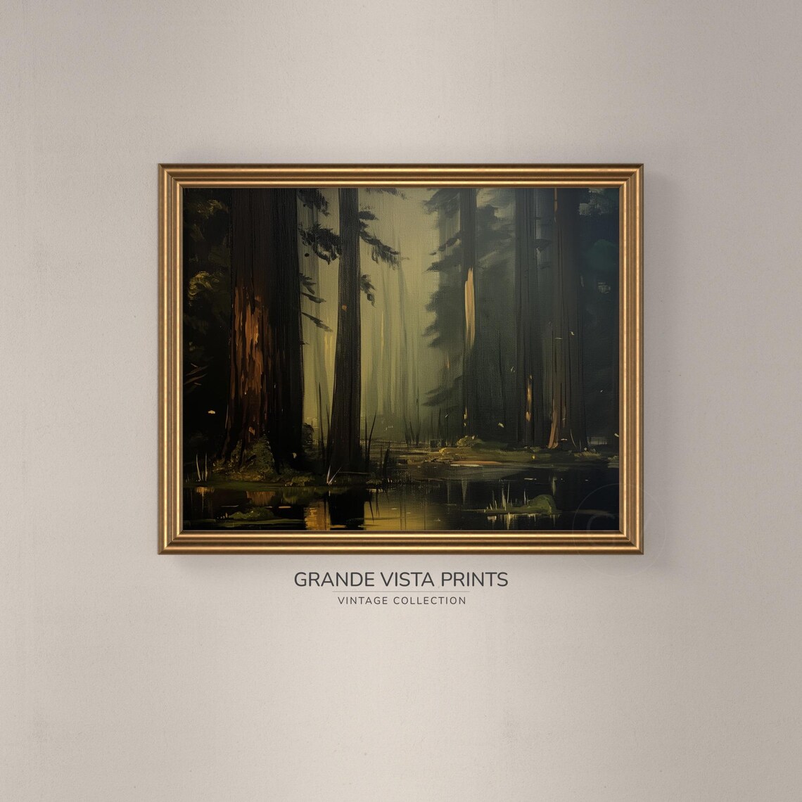 Forest Swamp Artwork Dark Woods Wall Art Dark Green Forest Wall Art Forest Gv4369 - Image 3