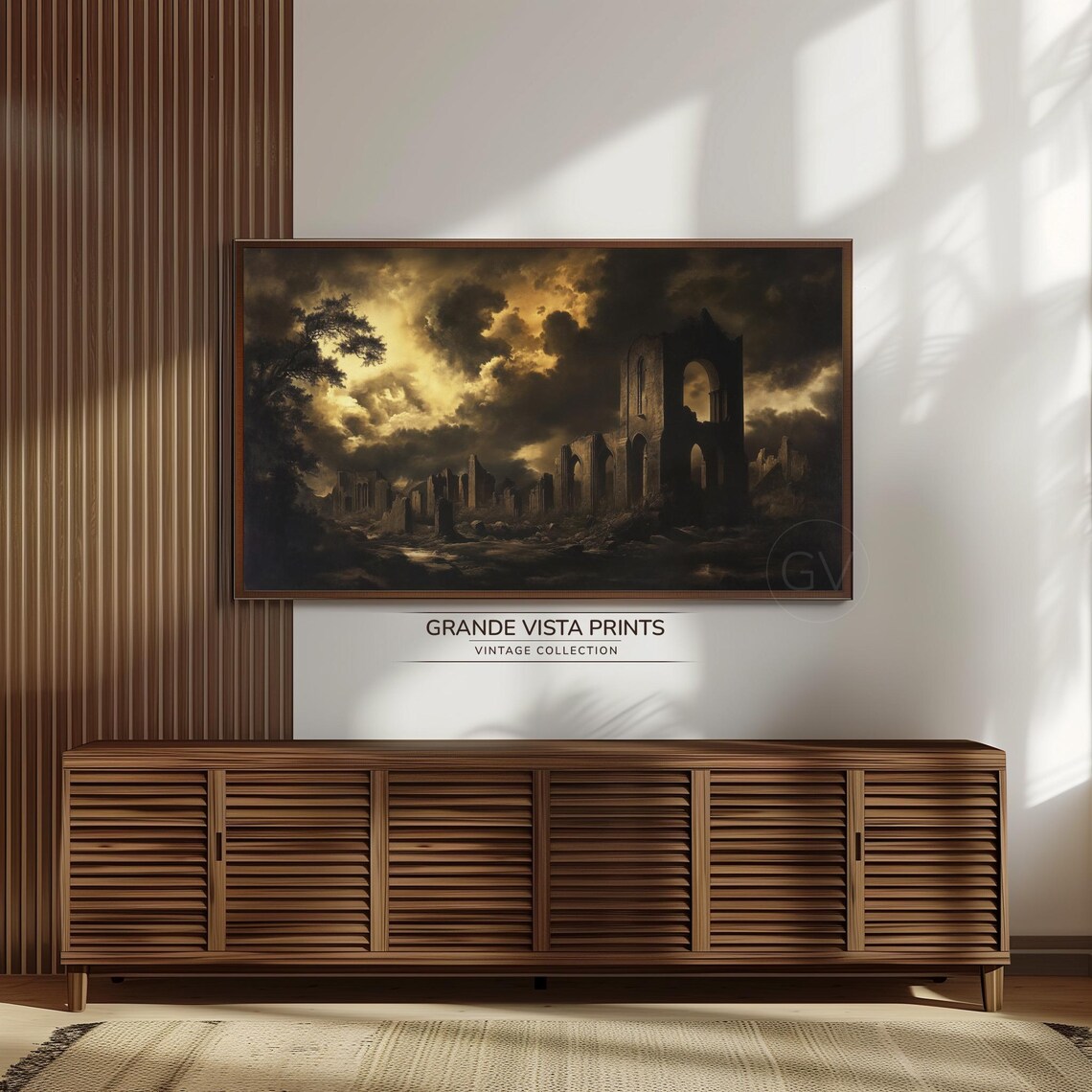 Haunted Abbey Ruins Stormy Sky Vintage Spooky Wall Art Poster - Image 3