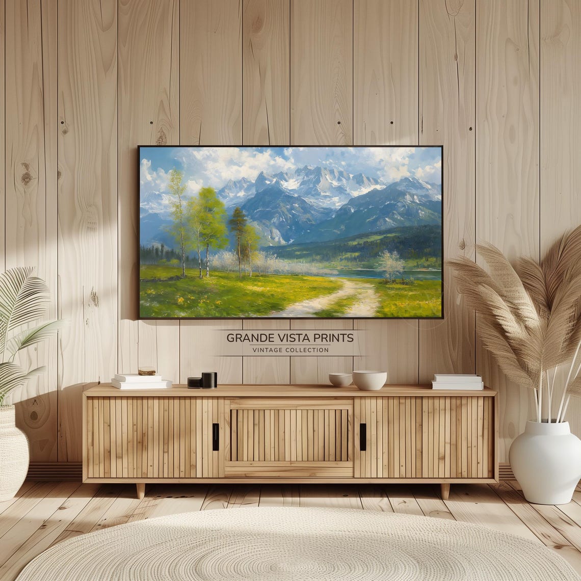 Spring Mountain Frame Tv Art River Valley Landscape Home Decor Gv4084 - Image 2