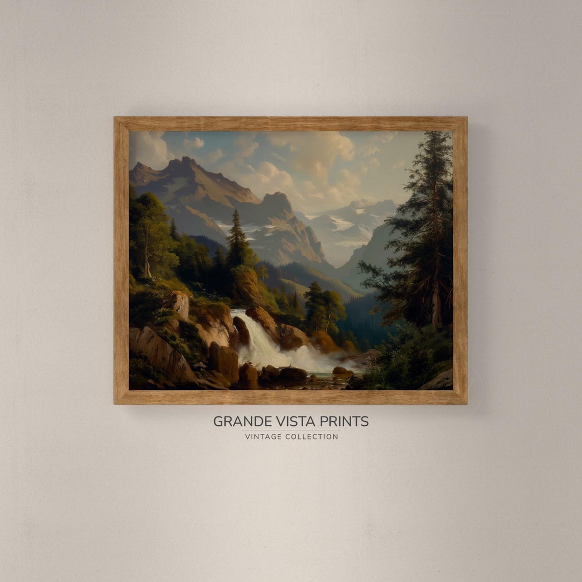 Moutain Waterfall Landscape Painting Mountain Range Wall Art Nature Waterfall Artwork Instant Gv4226 - Image 4