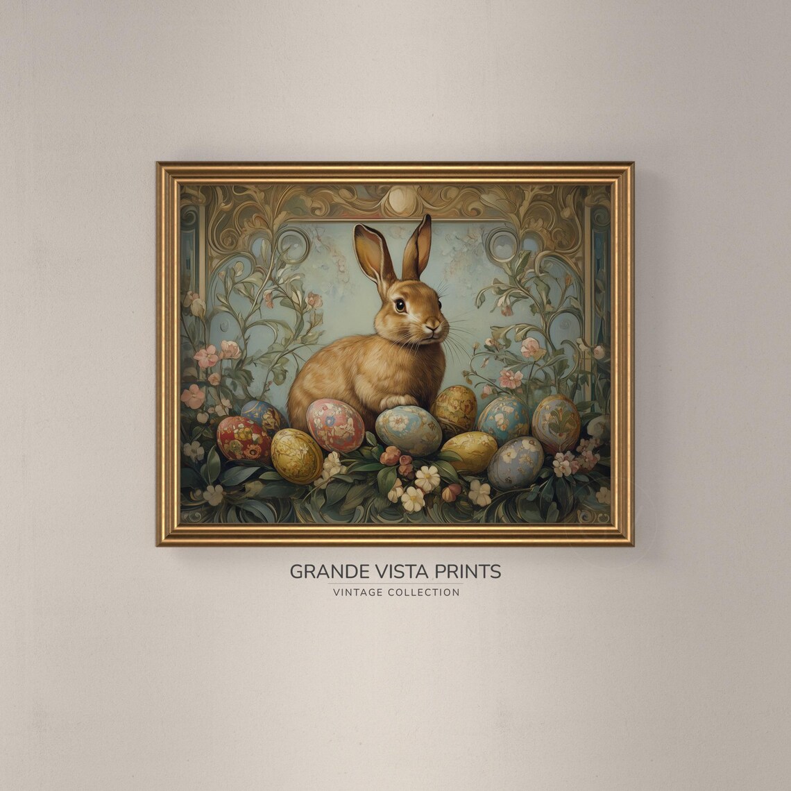 Floral Easter Bunny Art Print, Easter Home Decor - Image 3