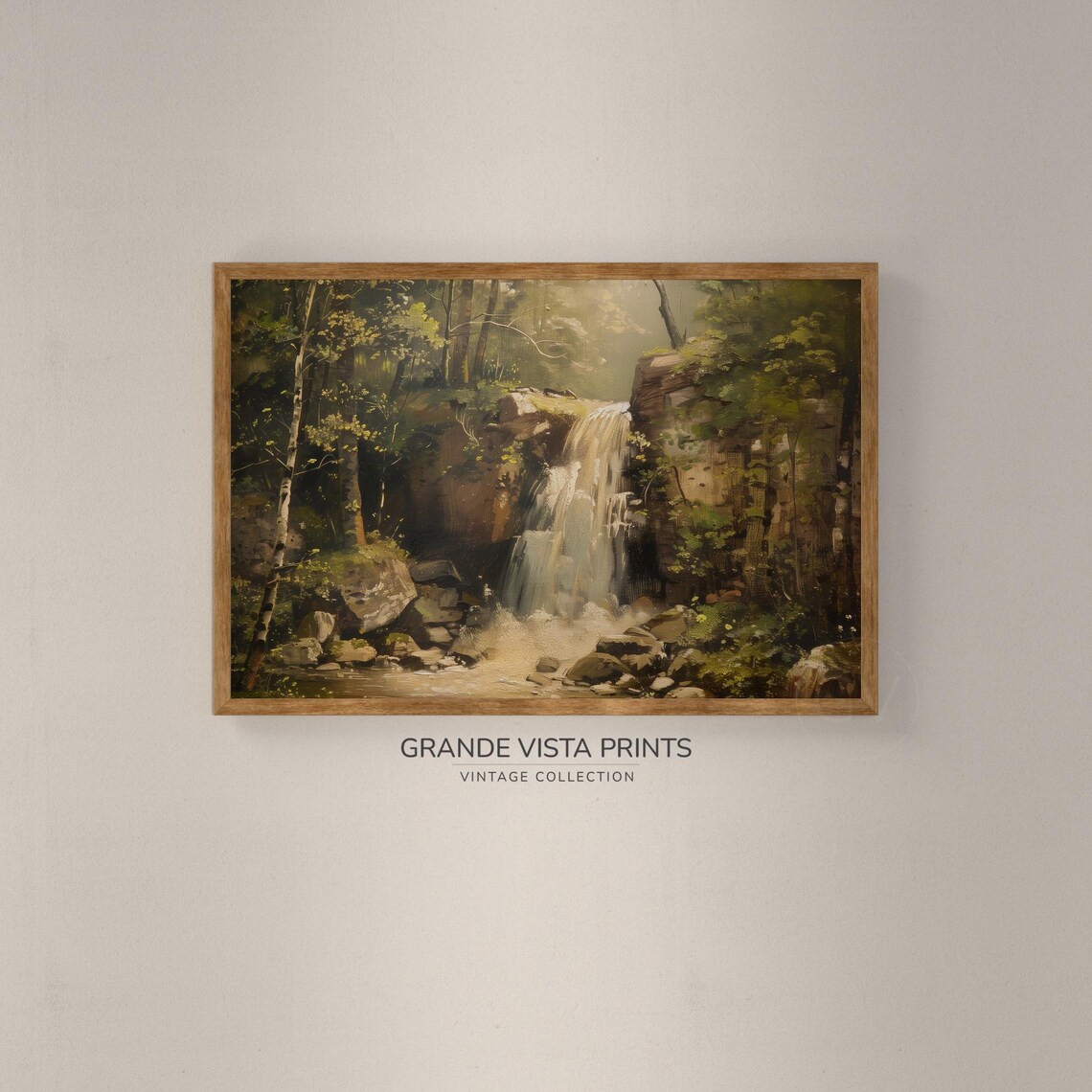 Forest Waterfall Landscape Painting Spring Forest Waterfall Instant Gv4194 - Image 2