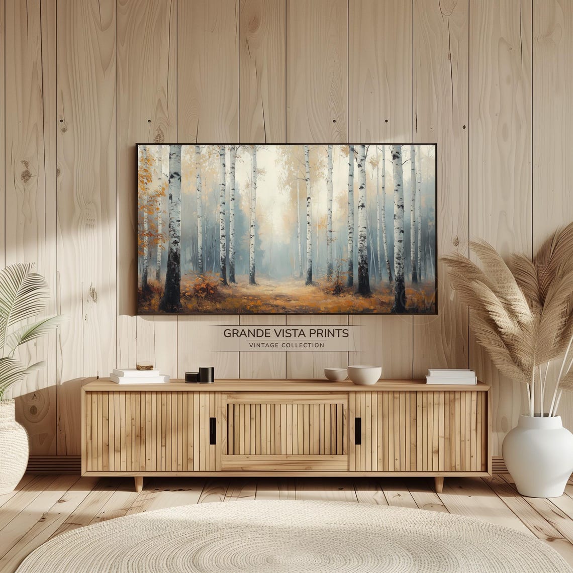 Pale Misty Birch Forest Soft Beige Minimal Autumn Vintage Poster - Image 2