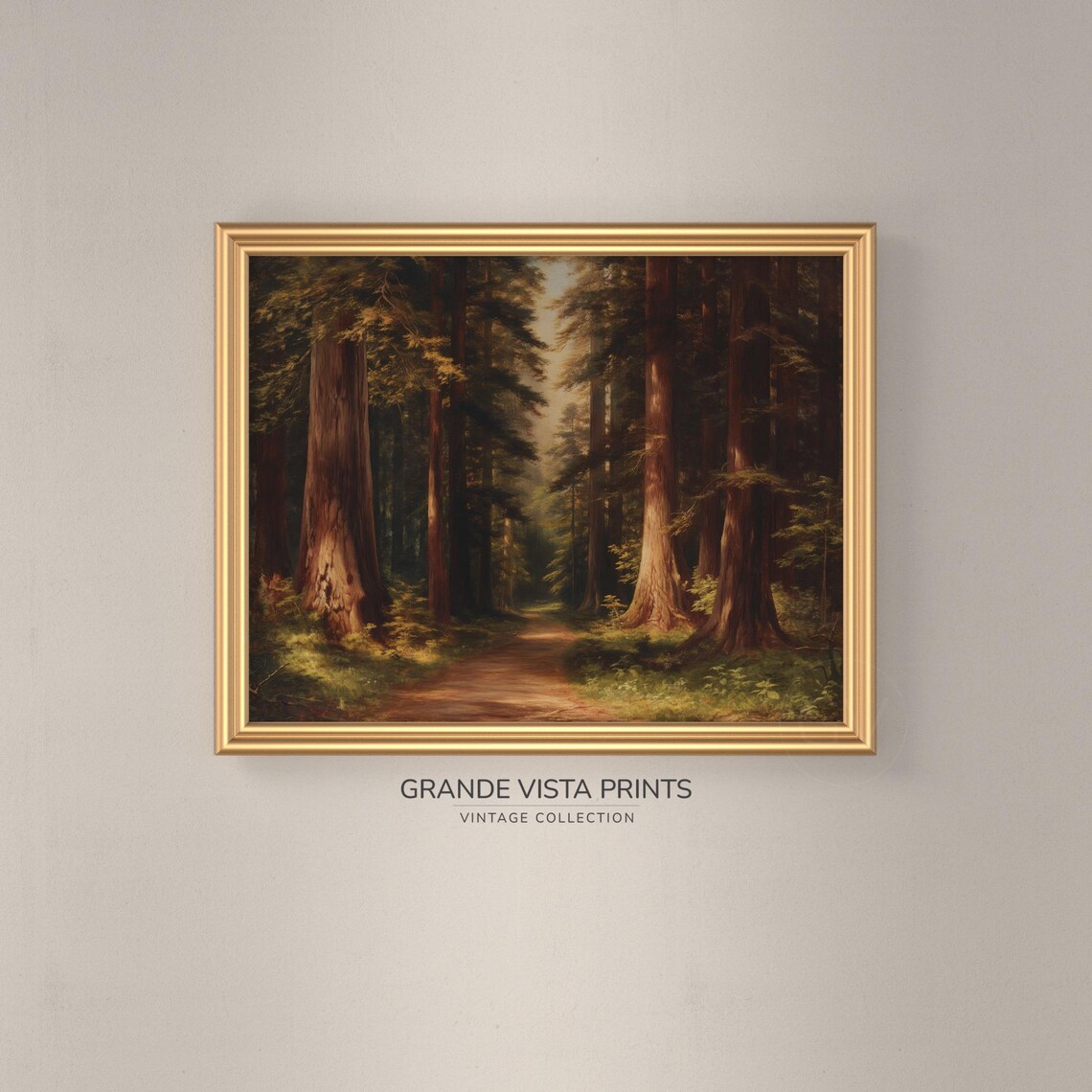 Redwood Forest Path Landscape Painting Redwood Forest Path Wall Art Redwood Trees Artwork Gv4372 - Image 3