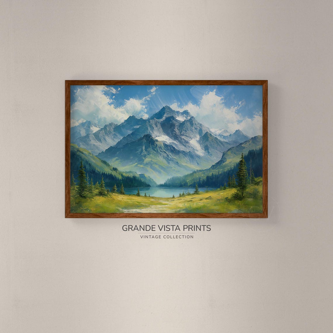 Spring Mountain Lake Landscape Painting Mountain Artwork Gv4029 - Image 2