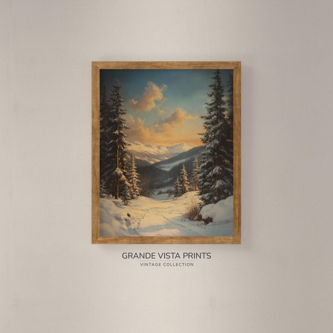 Winter Snow Forest Valley Sunset Snow Covered Pines Travel Poster - Image 4
