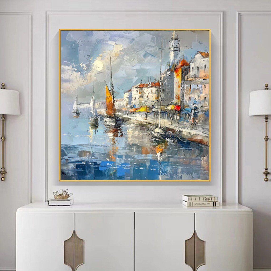 Sunlit Coastal Harbor With Sailboats Impressionist Seaside Art Poster - Image 6