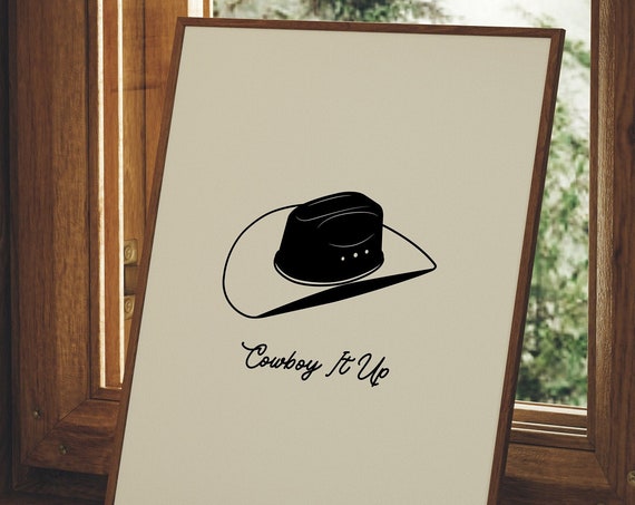 Minimalist Western Print Black Cowboy Hat Poster Trendy Western Wall Art Cute Cowboy Decor Cowboy It Up Print 1 Print