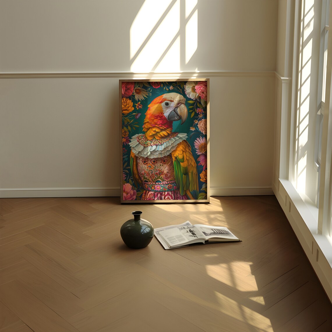 Maximalist Eclectic Fashionista Parrot Art Print - Image 3