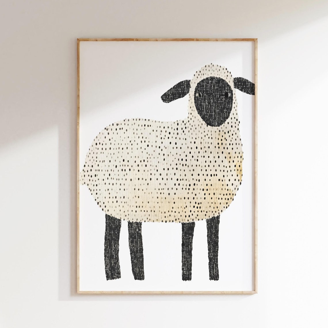 Minimal Cute Sheep Farm Animal Nursery Kids Room Large Wall Art