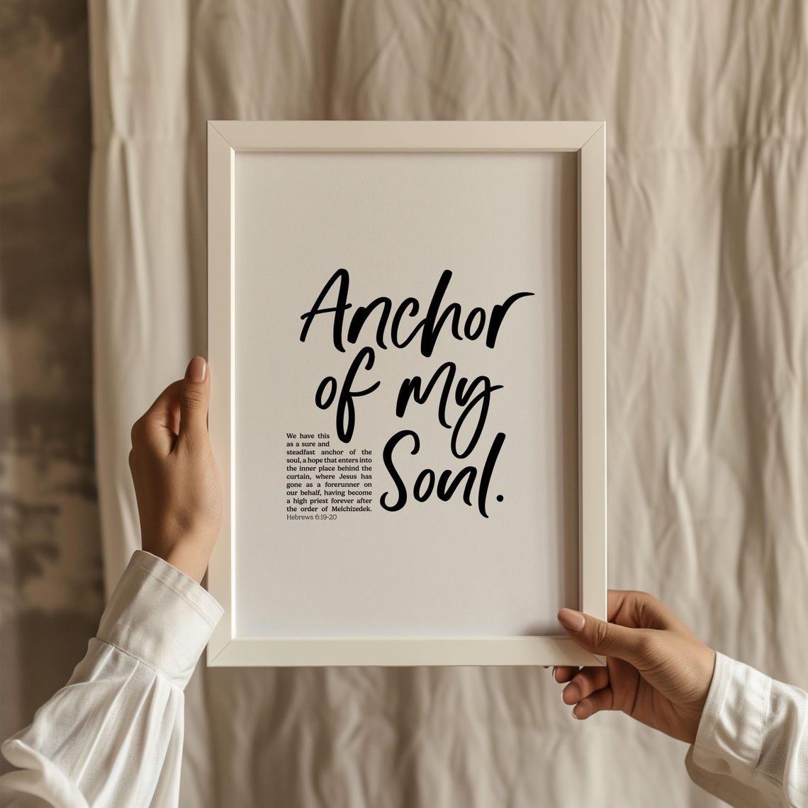 Anchor Of My Soul Christian Wall Art Hebrews 619 20 Steadfast Hope Christian Modern Scripture Poster Baptism Gift - Image 2