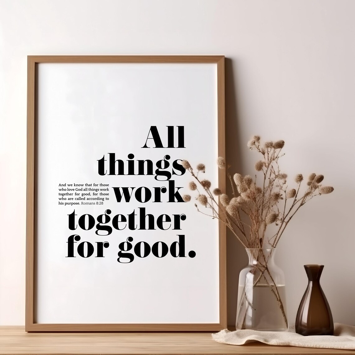 Romans 8:28 Scripture Art Print, Church Decor