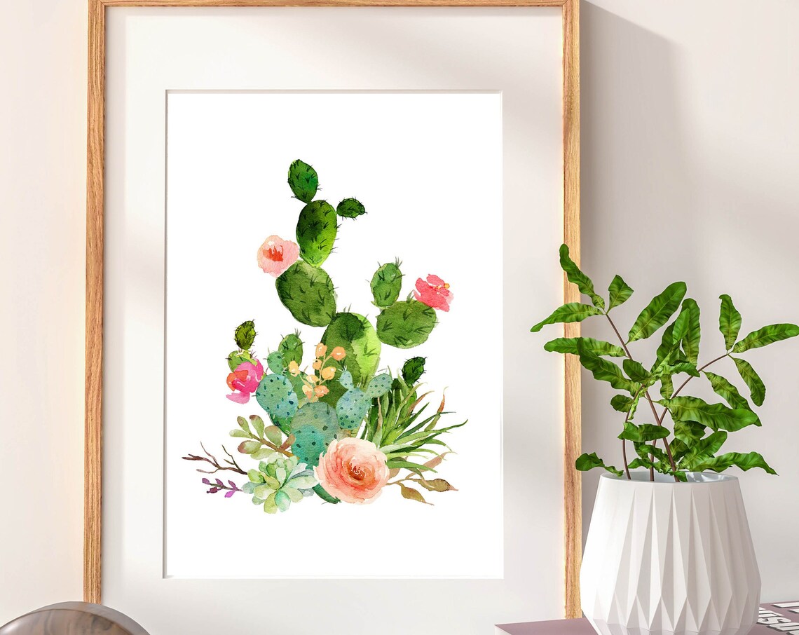 Cactus Bouquet Southwestern Floral Art Print