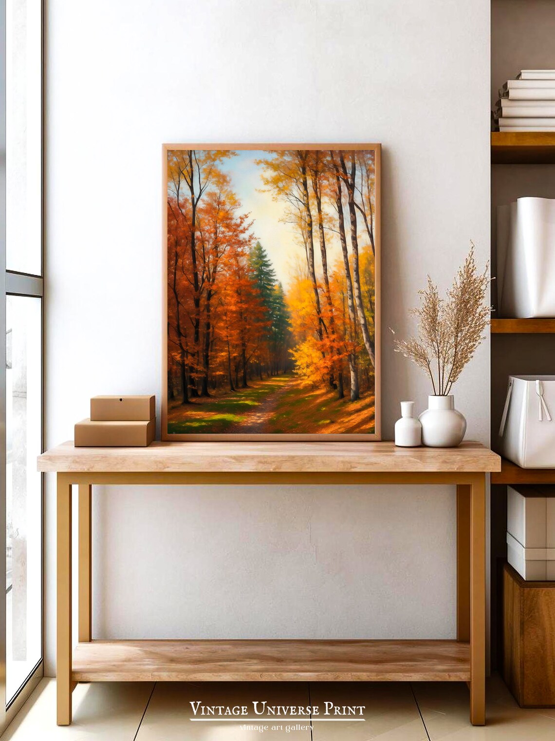 Autumn Forest Path Orange Fall Trees Vintage Oil Painting Poster - Image 2