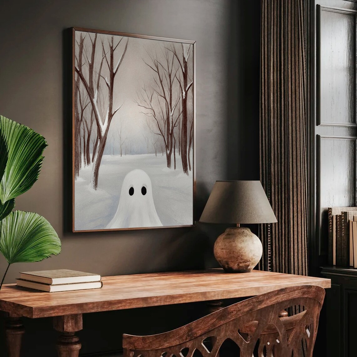 Ghost Close Up in Snowy Bare Tree Winter Forest Portrait Print - Image 2