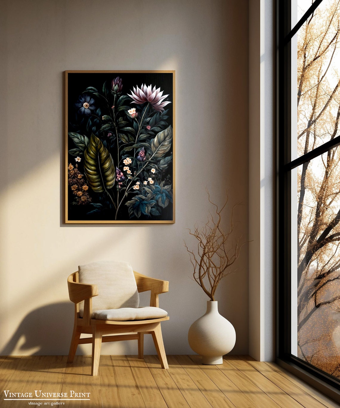 Moody Dark Flower Art Print Moody Floral Wall Art Dark Academia Print Vintage Moody Painting Victorian Wall Art Flower Antique Print - Image 2