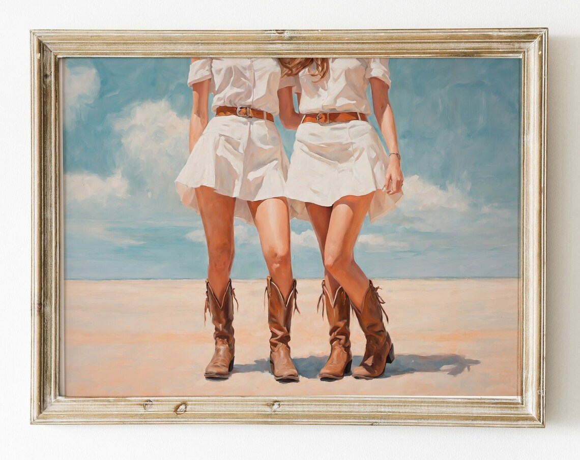 Cowgirl Boots and White Dresses Western Fashion Rodeo Decor Poster