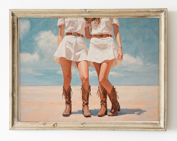 Cowgirl Boots and White Dresses Western Fashion Rodeo Decor Poster