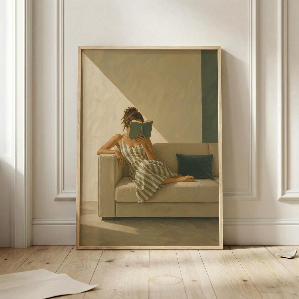 Woman Reading Book Art Print, Cozy Literary Decor