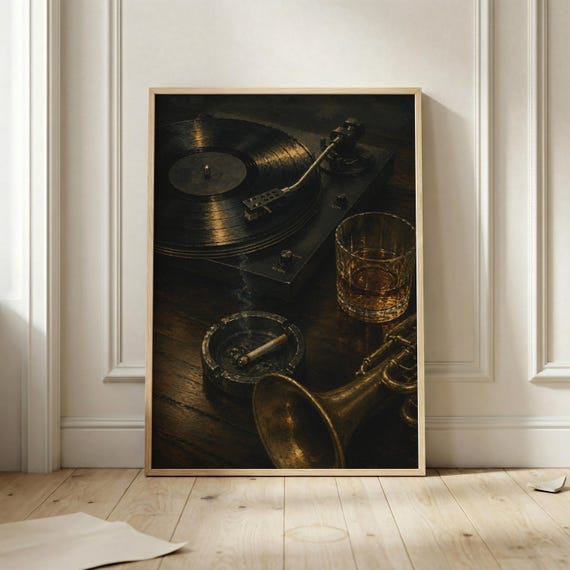 Vintage Vinyl Record Poster, Jazz Lounge Wall Art