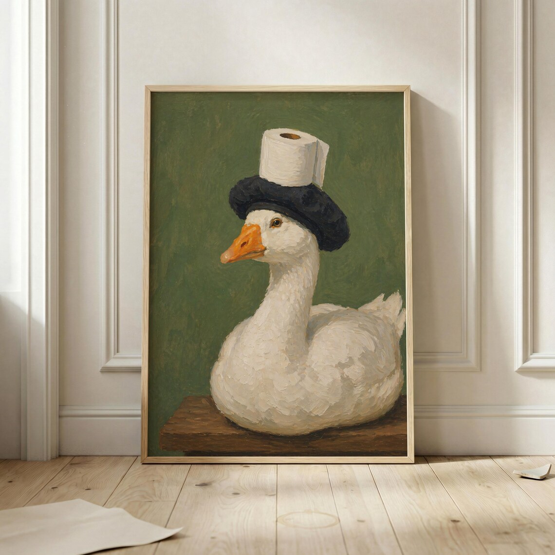 French Goose Funny Vintage Poster, Whimsical Animal Art