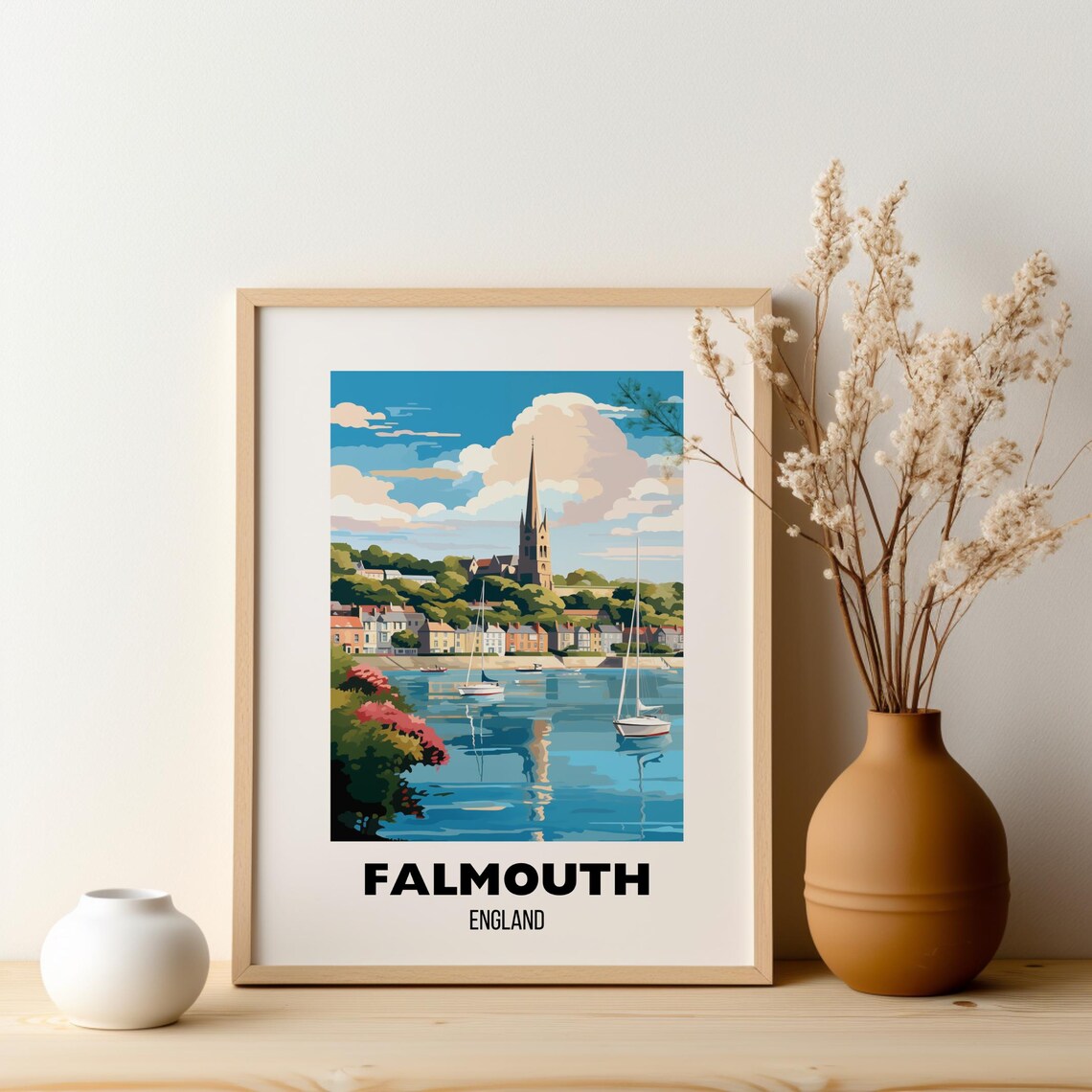 Falmouth Travel Print Wall Art Falmouth England Travel Poster Falmouth Cornwall Art Gift Falmouth Home Decor Artwork - Image 2