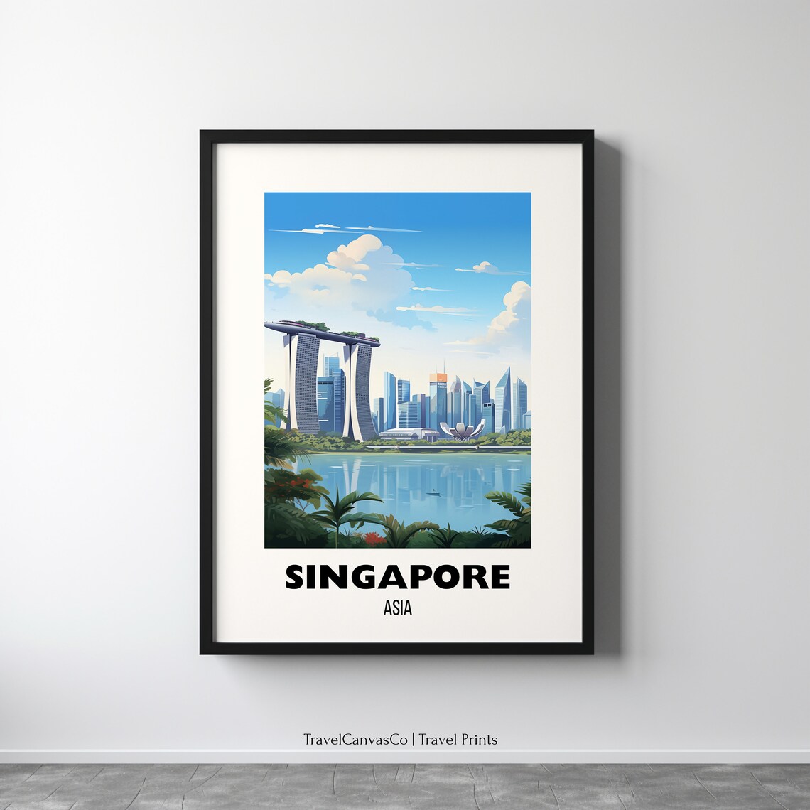 Singapore Asia Marina Bay Sands Skyline Waterfront Travel Poster