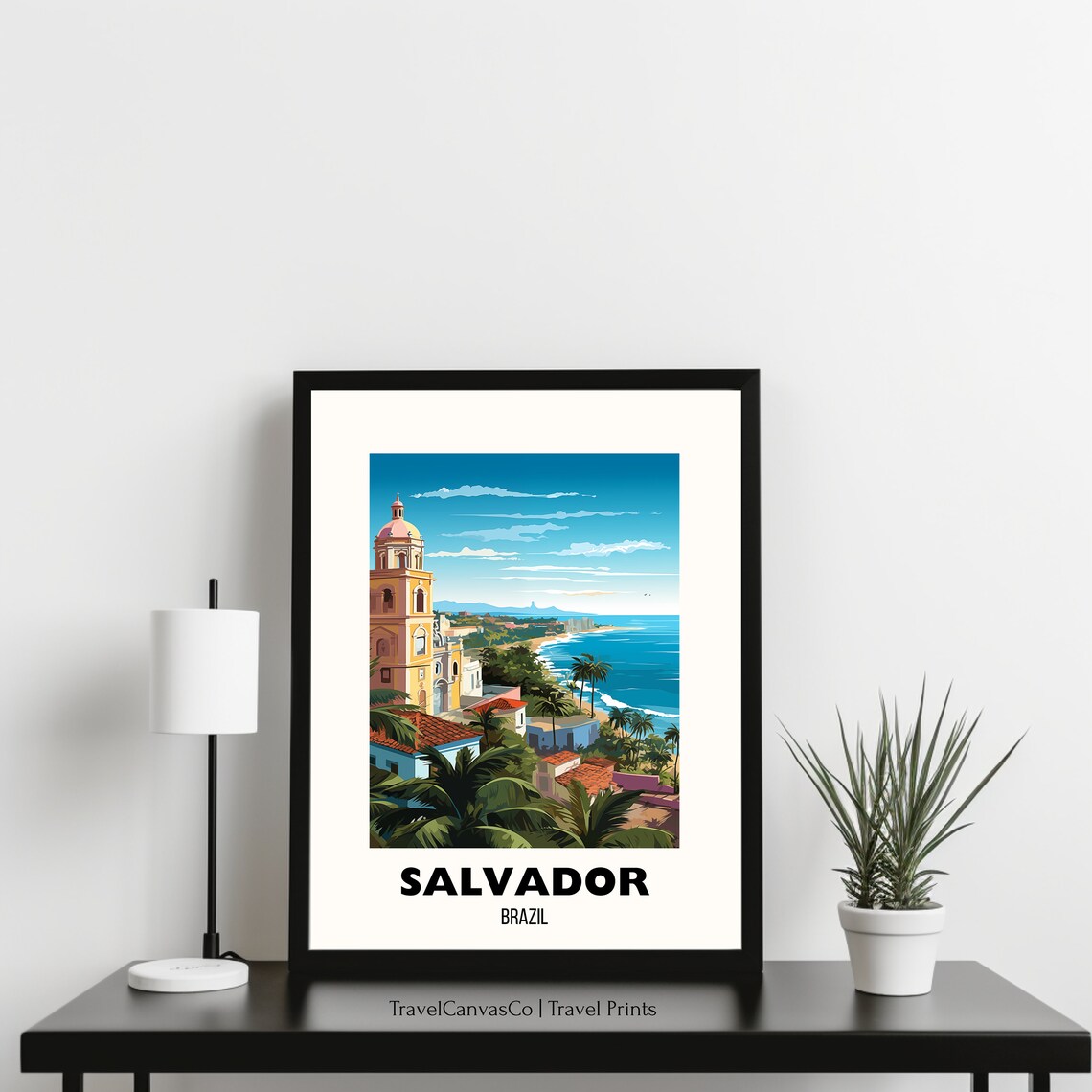 Salvador Brazil Coastal Church And Beach Tropical Travel Poster - Image 3