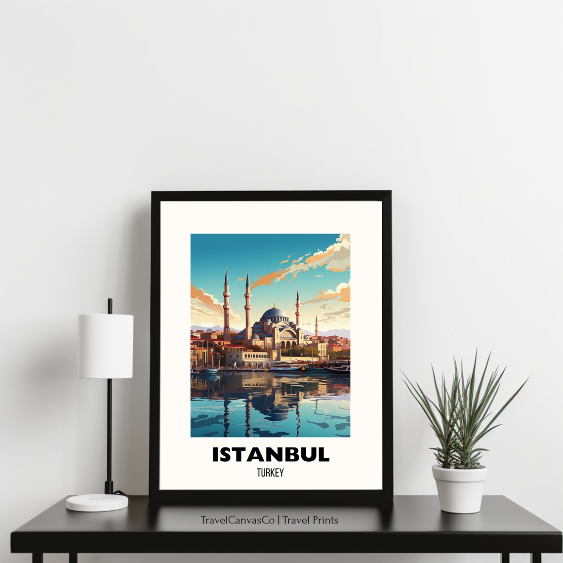 Istanbul Turkey Blue Mosque Sunset Waterfront Harbor Travel Poster - Image 3