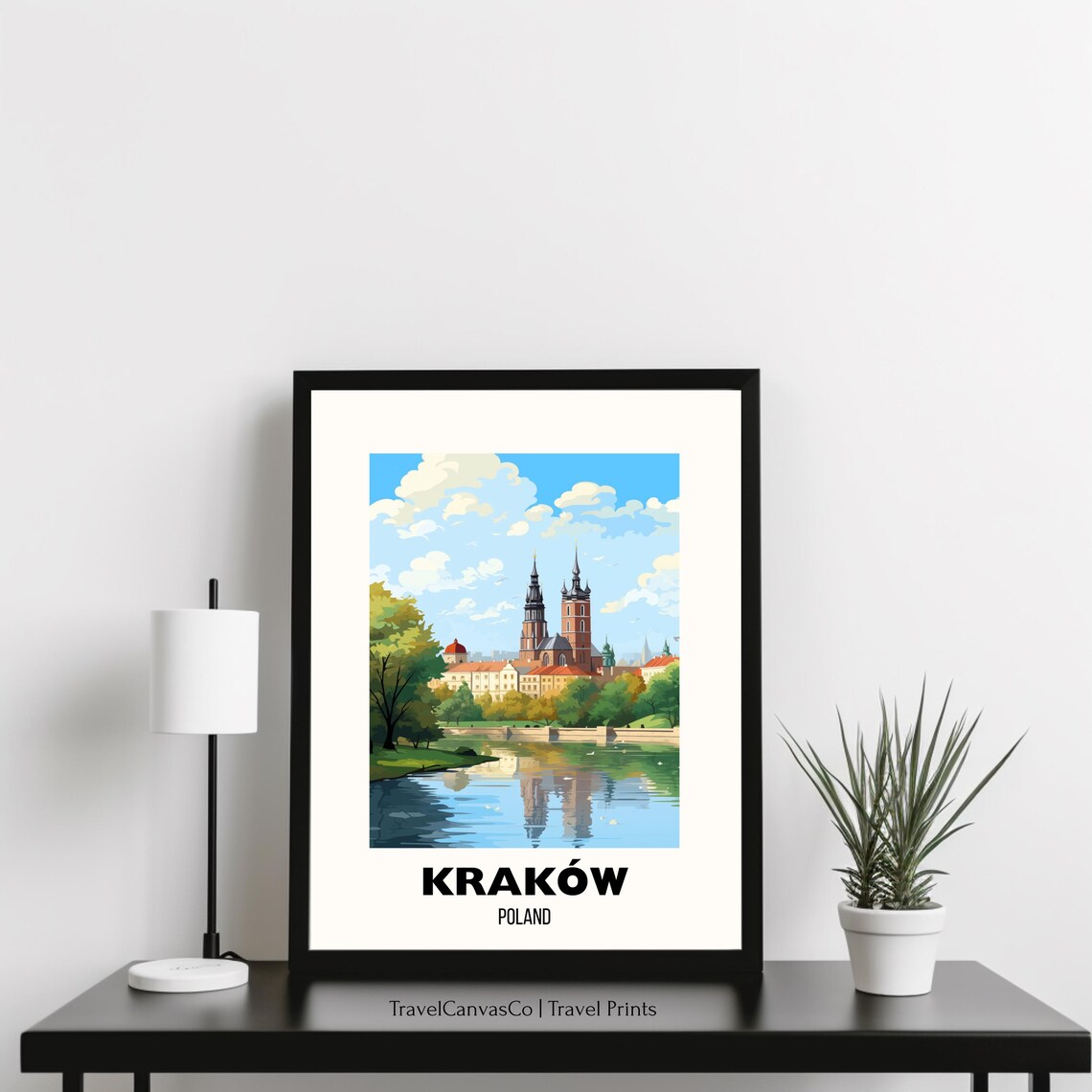 Krakow Poland Wawel Cathedral River Vintage City Travel Poster - Image 3