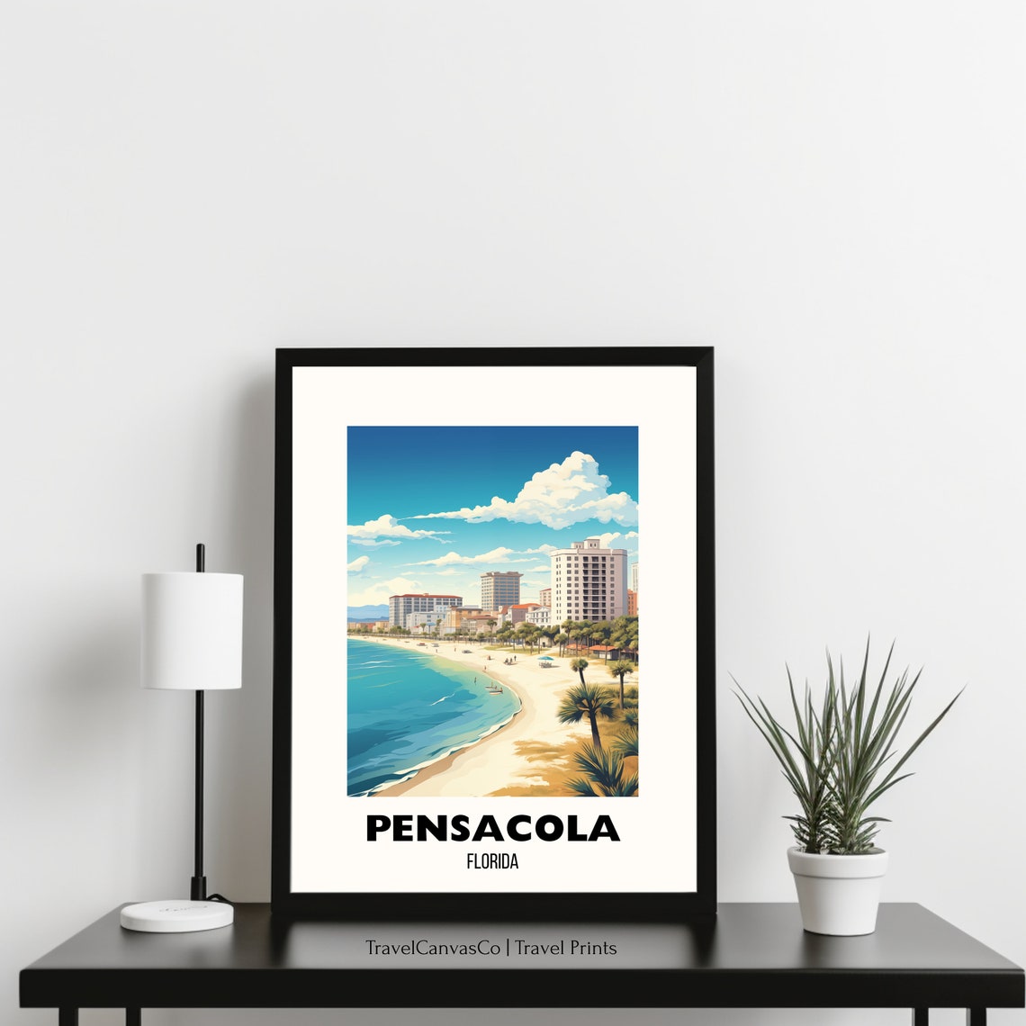 Pensacola Florida Beach City Skyline Gulf Coast Travel Poster - Image 3