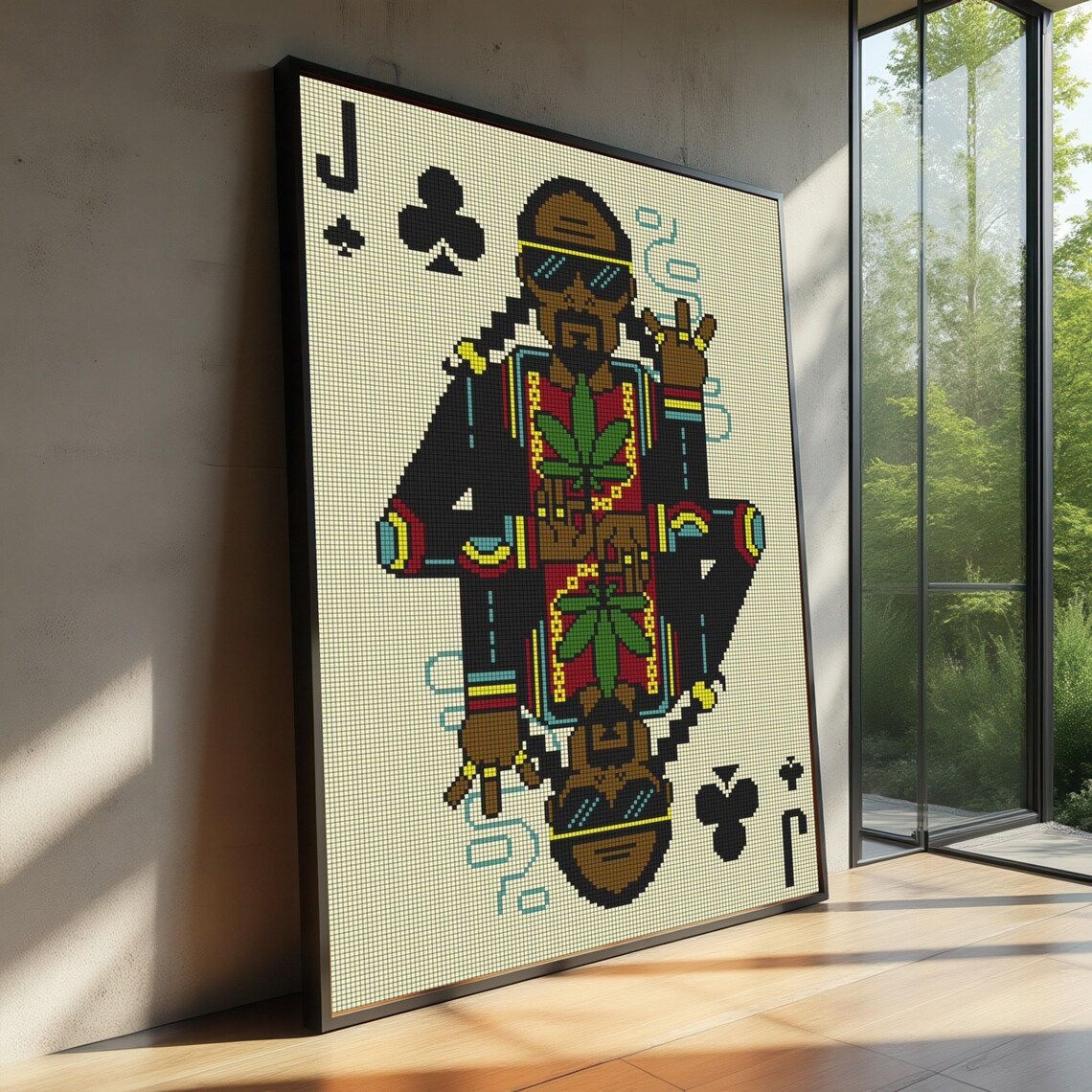 Pixel Art Jack of Clubs Playing Card Rapper Hip Hop Icon Poster