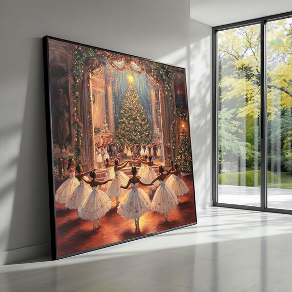 Nutcracker Ballet Scene Christmas Tree Poster Print
