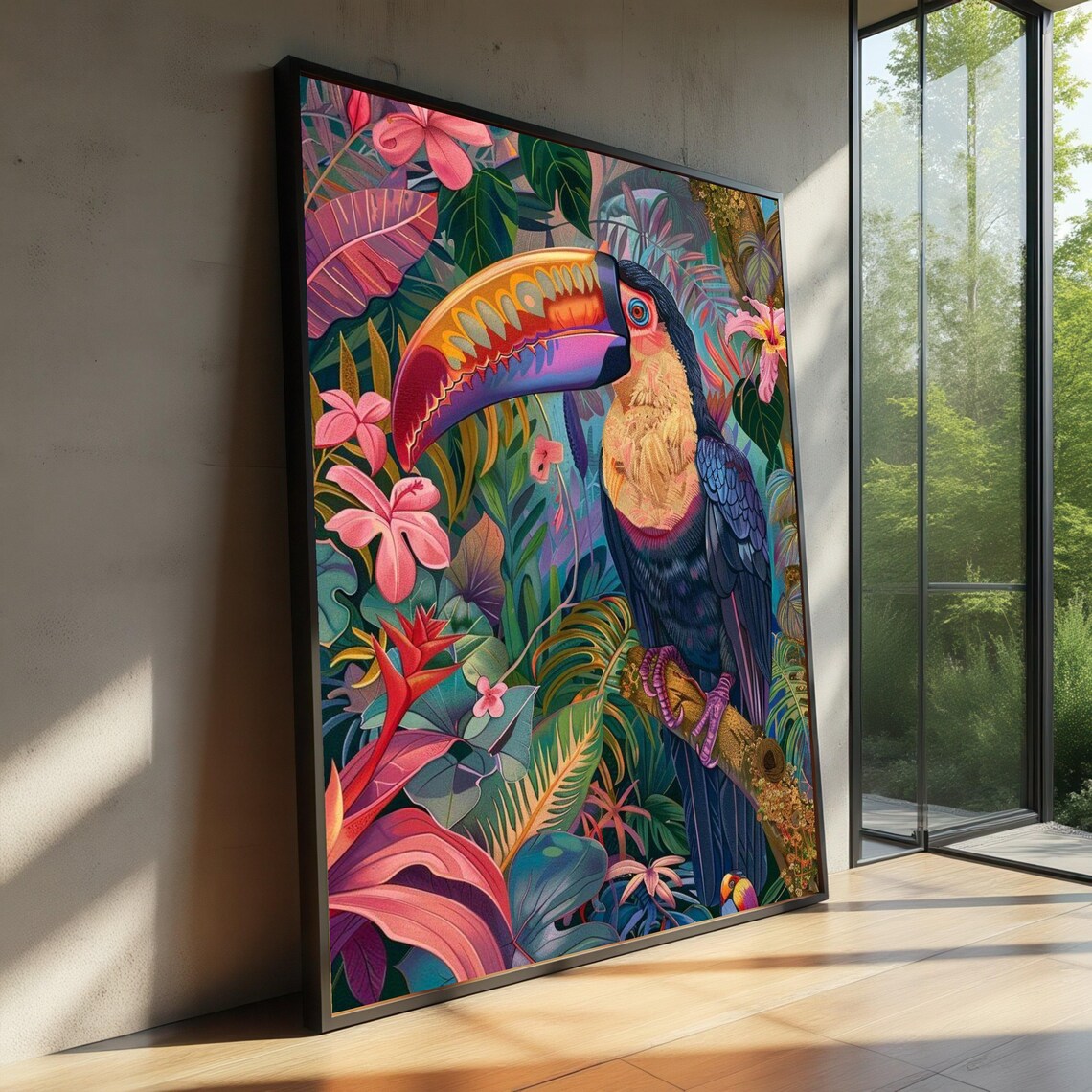 Vibrant Toucan Tropical Jungle Colorful Exotic Bird Art Poster