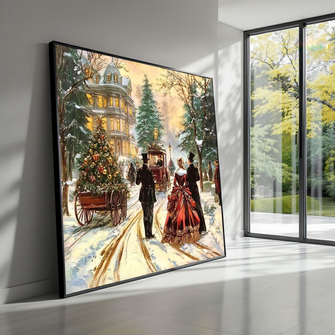 Victorian Christmas Evening Vintage Winter Scene, Poster