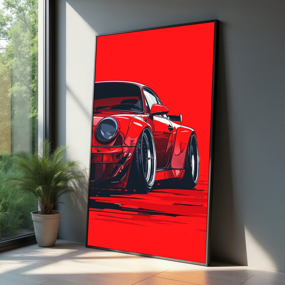 Red Classic Sports Car, Vintage Racing Art Print