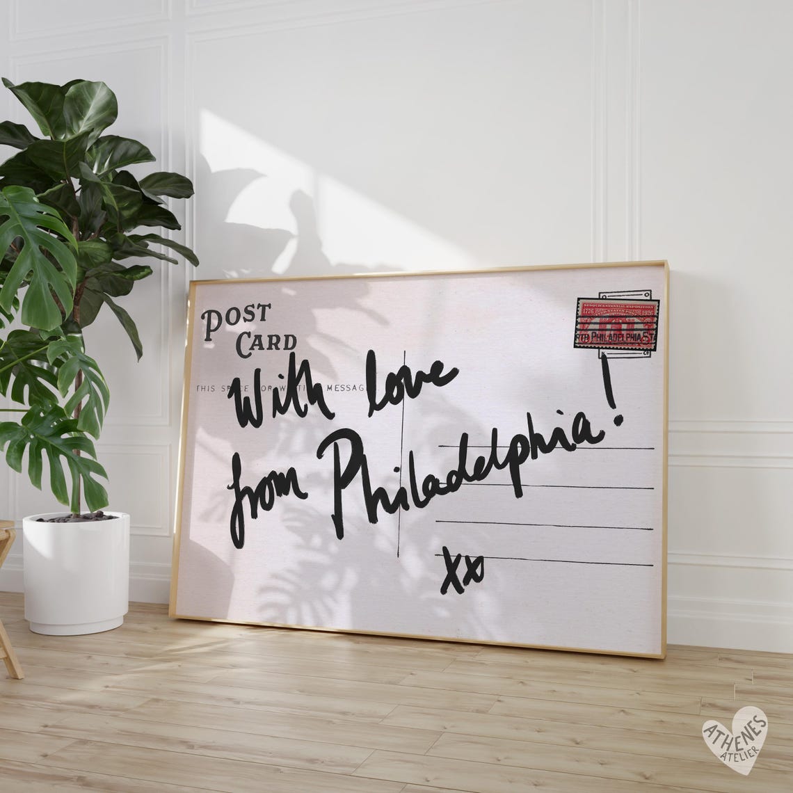 With Love From Philadelphia Handwritten Vintage Postcard Poster - Image 3
