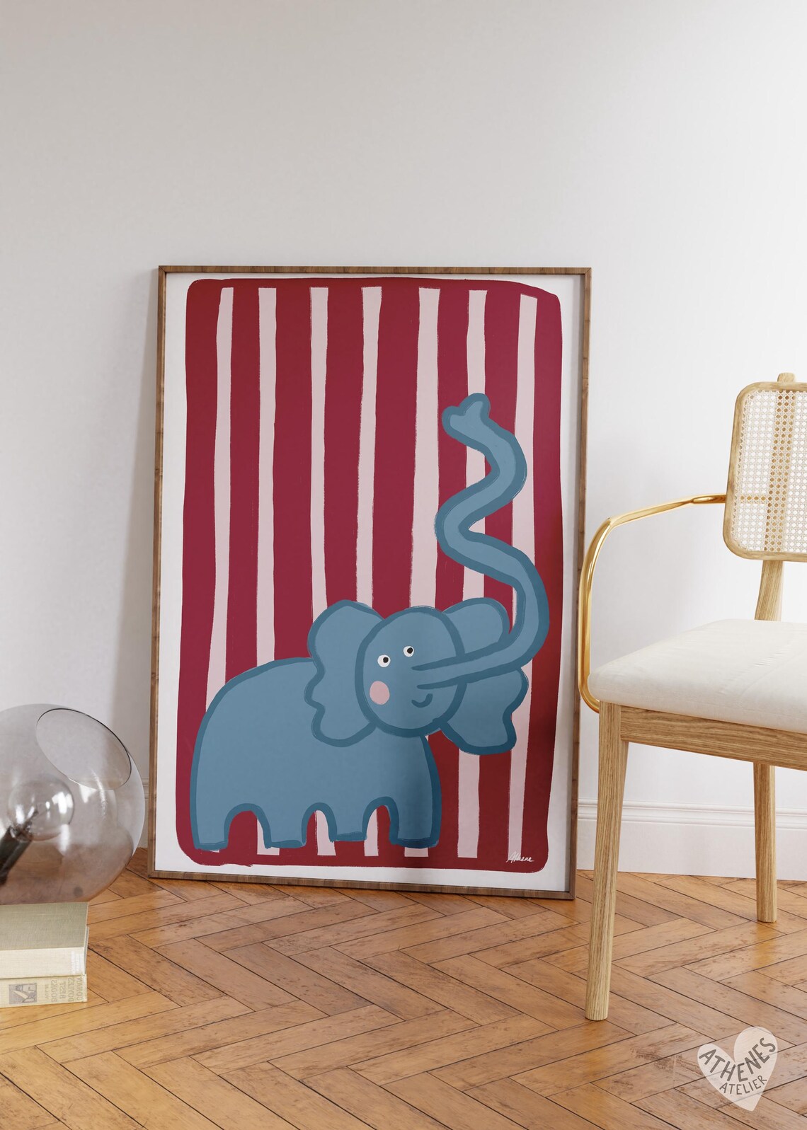 Elephant Poster, Modern Kids Room Circus Decor