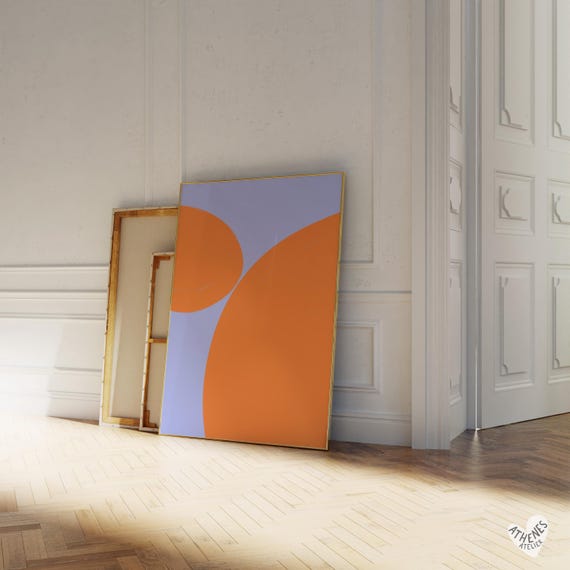 Abstract Print Orange And Blue Art Colorful Minimalist Mid Century Decor Matisse Inspired Modern Wall For Trendy Homes