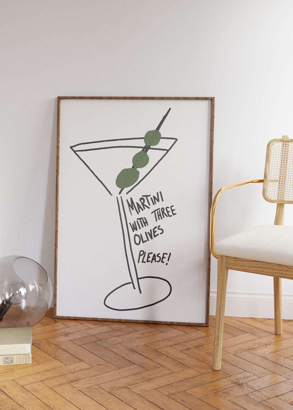 Bar Cart Cocktail Poster Print, Apartment Decor