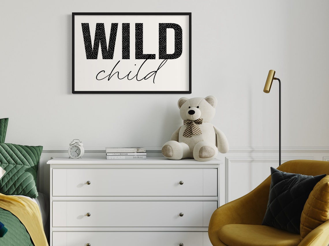 Wild Child Black Spotted Typography Nursery Decor Wall Poster - Image 2