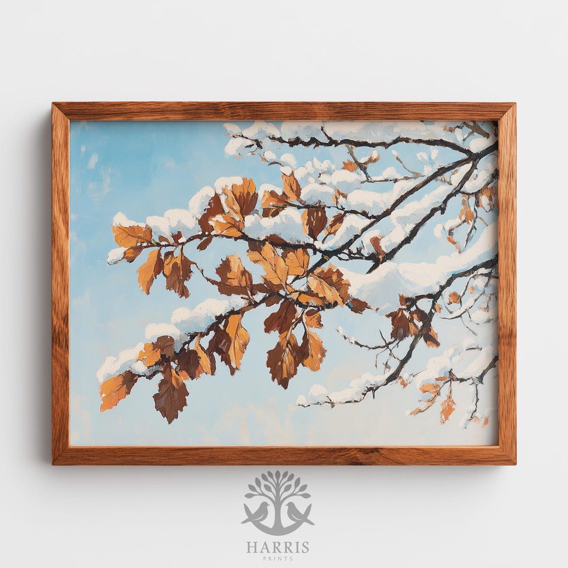 Rustic Autumn Oak Leaves Wall Art Moody Fall Neutral Earthy Decor Cozy Textured Landscape Instant Painting 519
