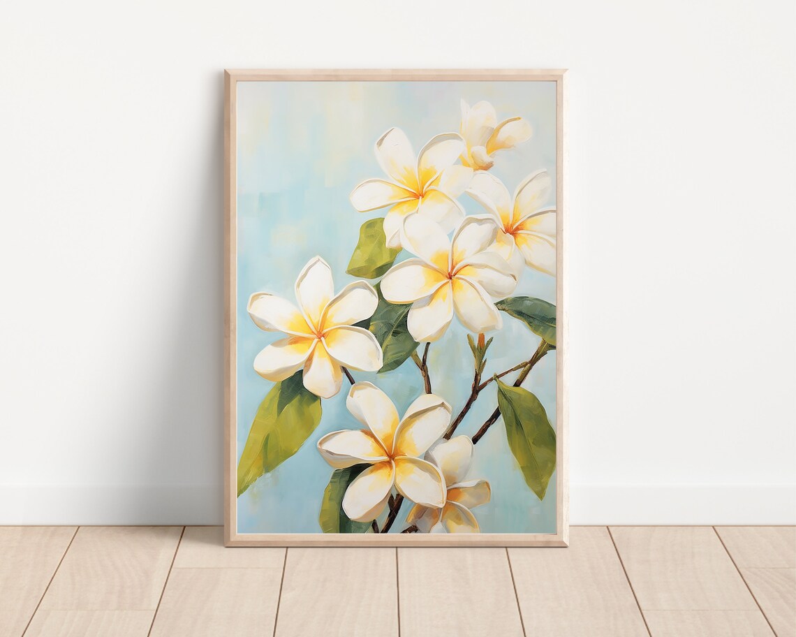 Hawaiian Plumeria Tropical Floral Wall Art Print - Image 2