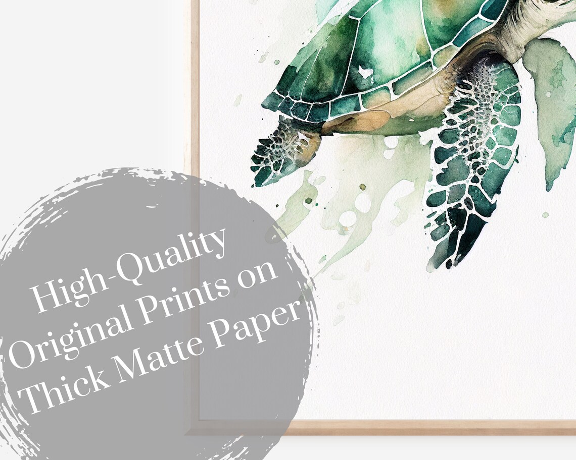 Sea Turtle Watercolor, Minimalist Coastal Art Print - Image 4