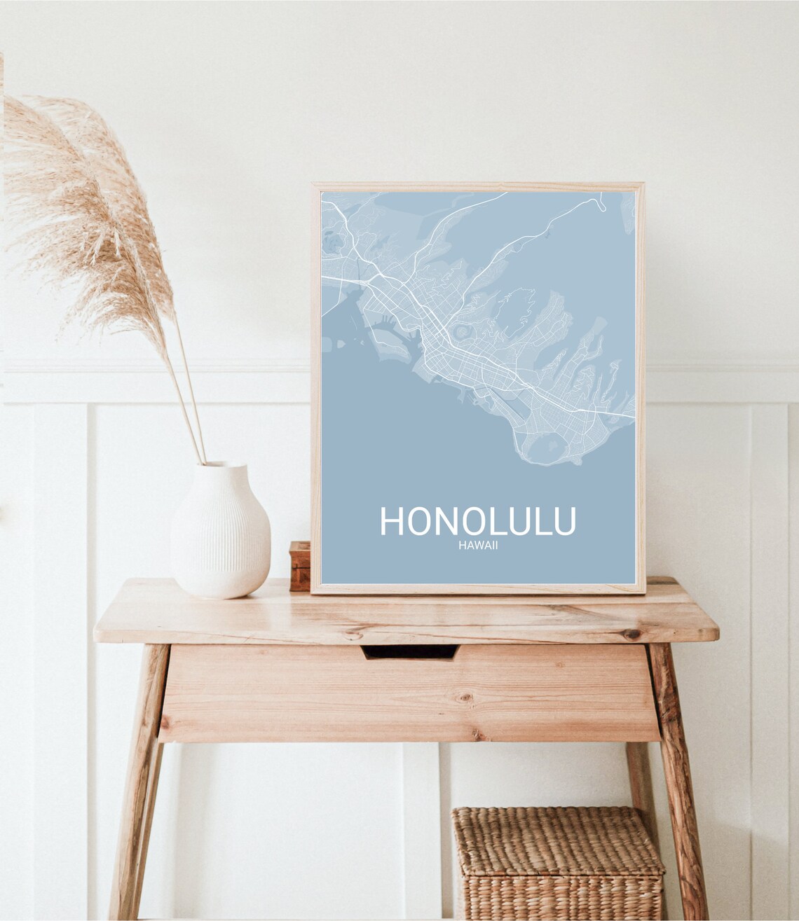 Honolulu Hawaii City Street Map Modern Blue Cartography Poster - Image 2