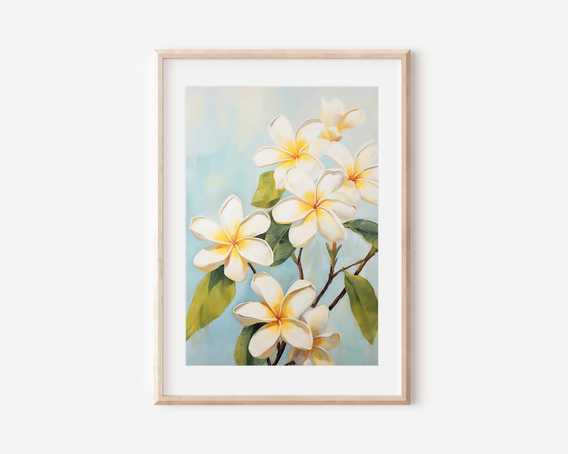 Hawaiian Plumeria Tropical Floral Wall Art Print